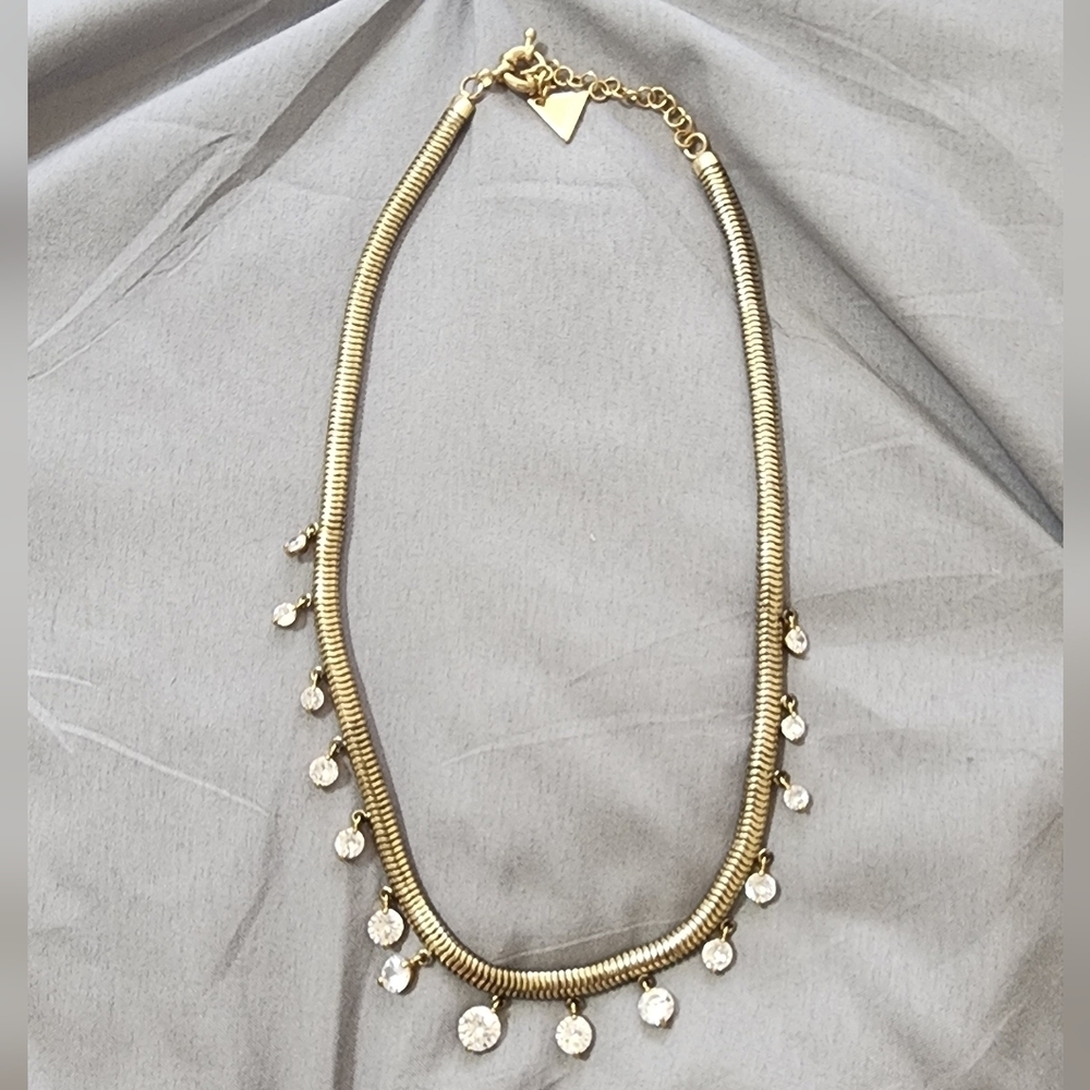 Anthropologie Gold Necklace with Crystal Drops - Picture 4 of 4